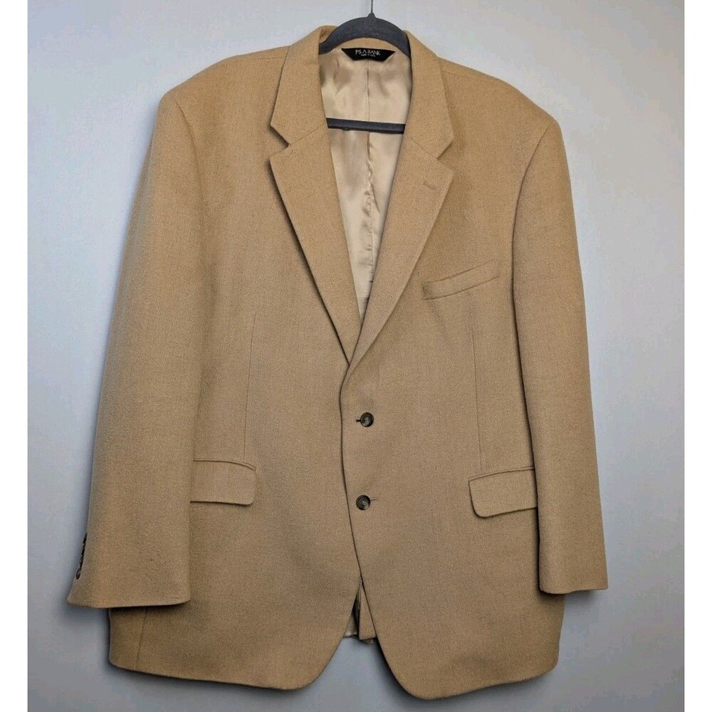 Jos A Bank Mens 48R 100% Camel Hair  Blazer Tan Sport Coat Jacket Winter Lined